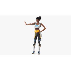 3D Light Skin Fitness Woman Standing Pose model